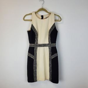 Milly Sheath dress with tweed waist and side panel